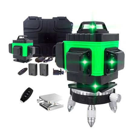 Nivel Láser Verde 16 Líneas 4D Batería Recargable Multiusos - Combo
