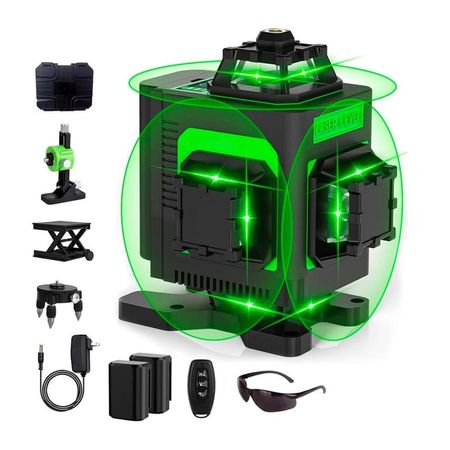 Nivel Láser 4D 16 Líneas Verde Multiuso Lente 2Baterías