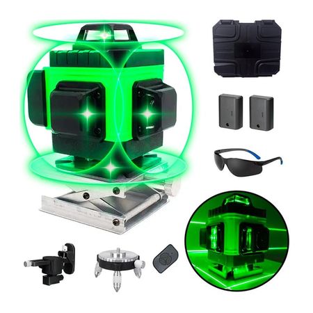 Nivel Láser 16 Líneas Verde Batería Recargable Multiusos - Combo
