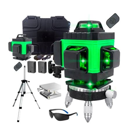 Nivel Láser Verde 16 Líneas 4D Batería Recargable + Trípode - Combo