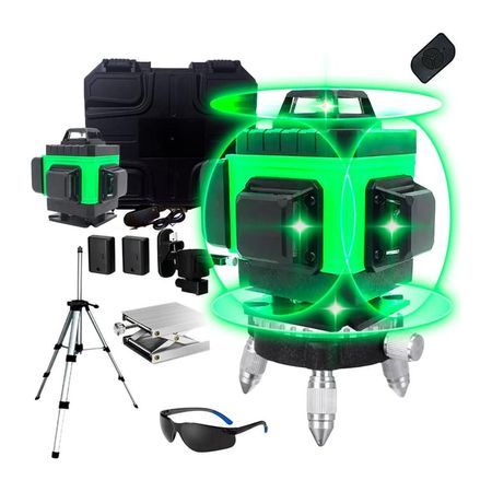 Nivel Láser Verde 16 Líneas Batería Recargable + Trípode - Combo