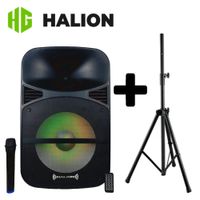 Parlante Portátil Halion PHA15MDB 1000W micrófono UHF + Soporte