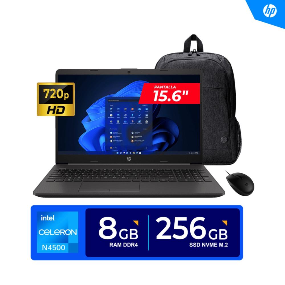 Laptop HP 250 G9 15.6""HD Celeron N4500 2.8GHz 8GB DDR4 256GB SSD FREEDOS INCLUYE MOCHILA + MOUSE