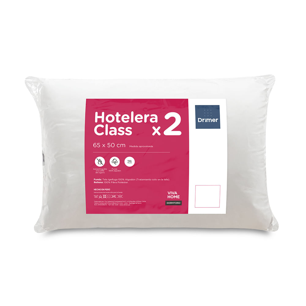 Almohada Hotelera VIVA HOME Básica Class Pack x 2 Estándar (65x50 cm)