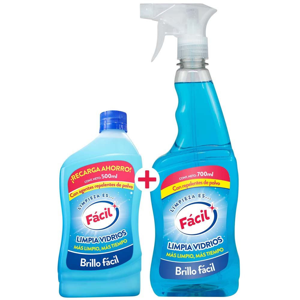 Pack FÁCIL Limpia Vidrios 700ml + Frasco 500ml