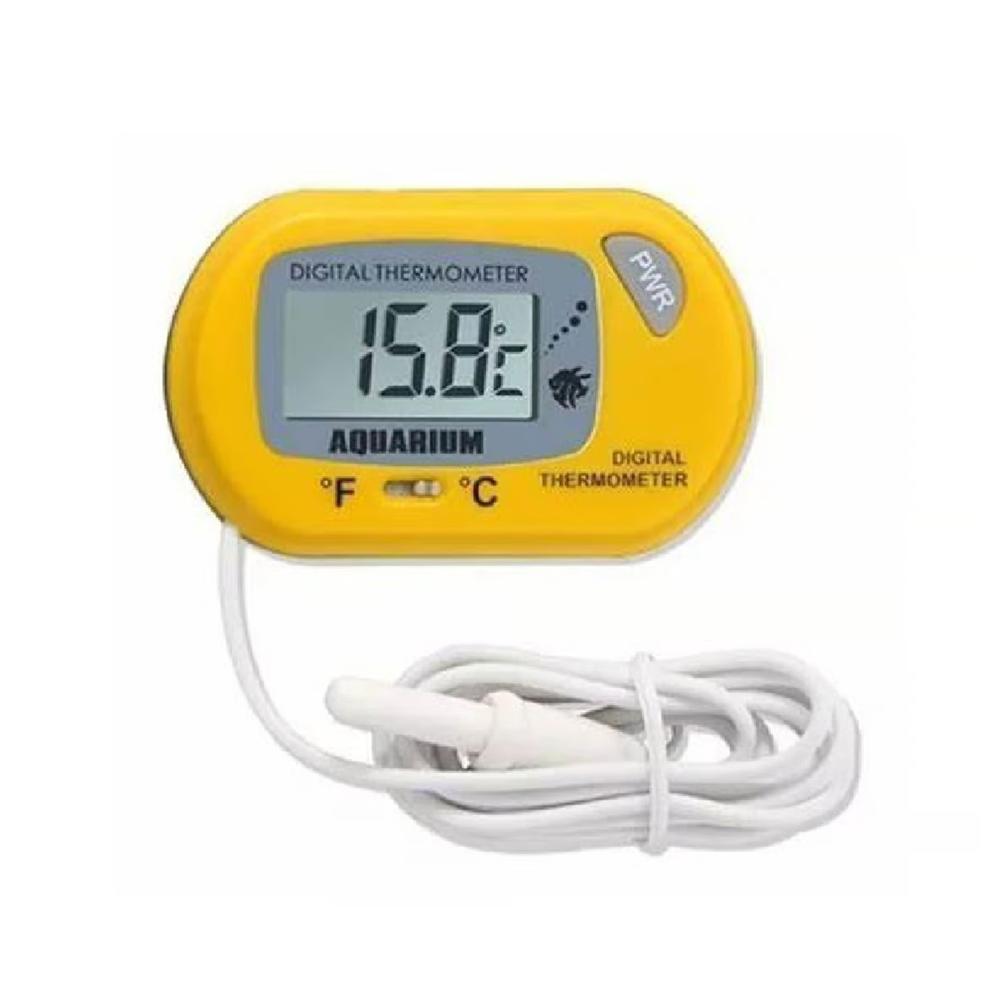 TERMÓMETRO DIGITAL CON ELECTRODOS COLOR AMARILLO PARA PECERAS Y ACUARIOS