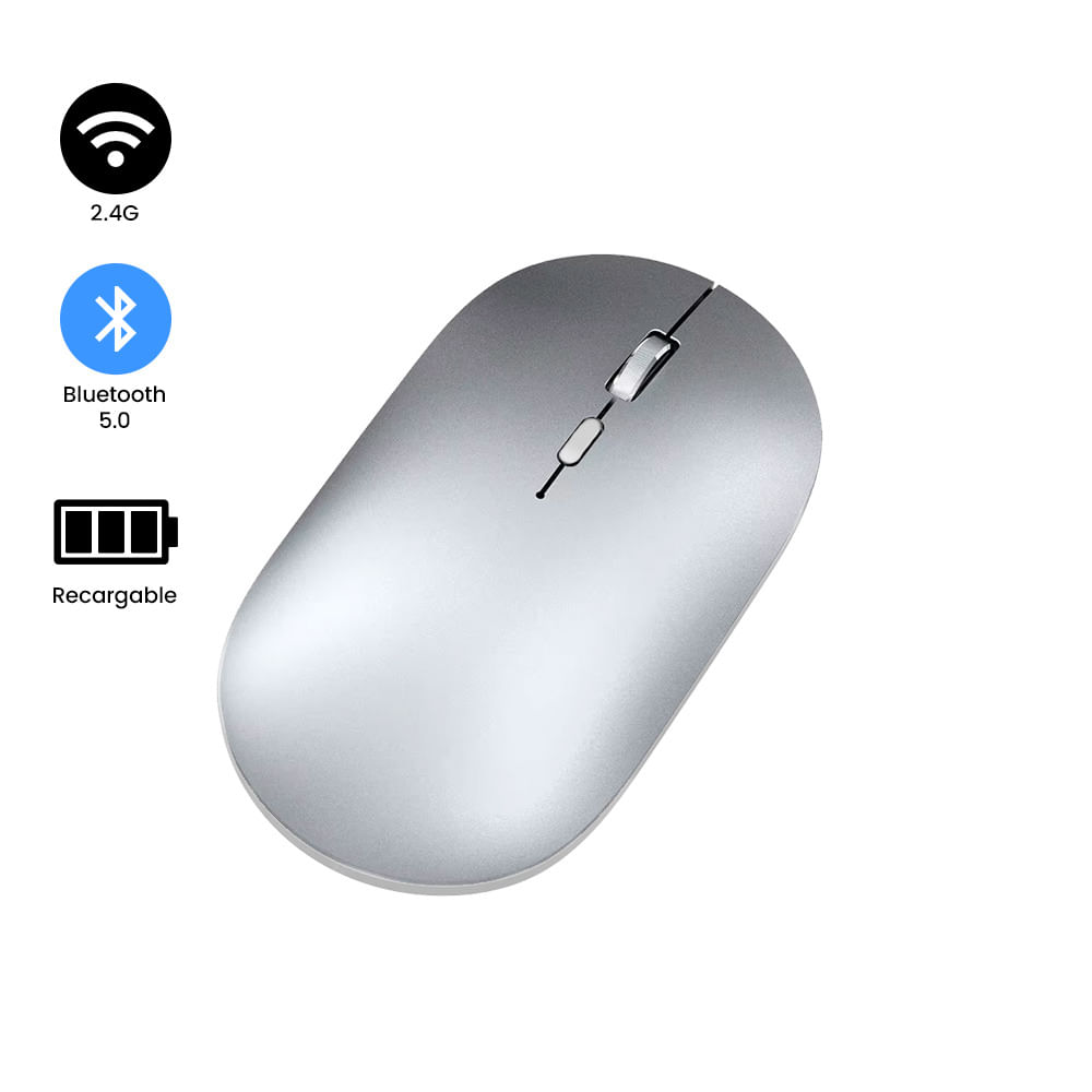 Mouse Inalámbrico Recargable Bluetooth Doble modo K502 - Plata