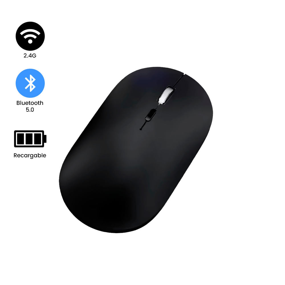 Mouse Inalámbrico Recargable Bluetooth Doble modo K502 - Negro mate