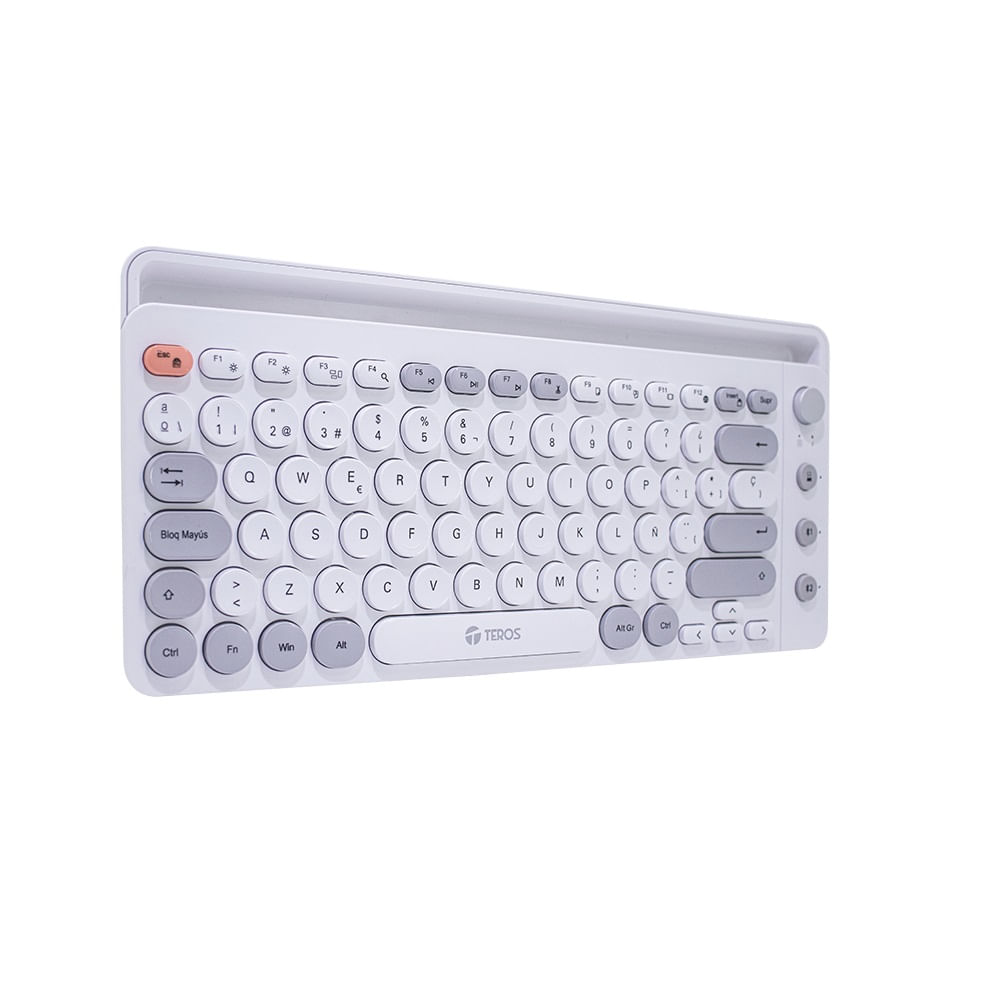 Teclado Wireless TEROS TE-4070S 2.4GHz bluetooth 5.2 80 teclas blanco