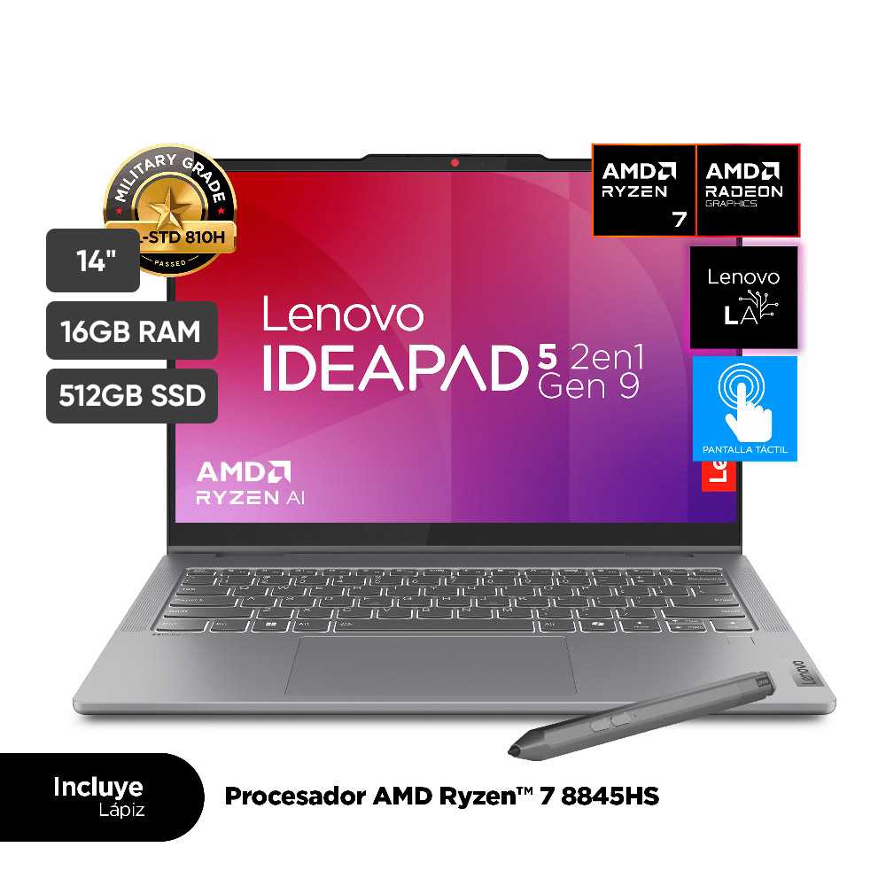 Notebook LENOVO IP5 2-en-1 14AHP9 14"" AMD Ryzen 7 (8000 series) 16GB 512GB SSD