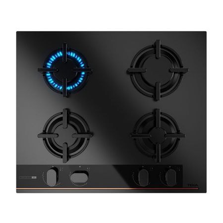 Cocina Encimera a Gas Teka GBC 64-G1 4 Quemadores Cristal Vitrocerámico Negro