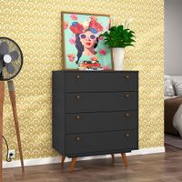 Cómoda Moderna Kim 4 Cajones Negro R&R MUEBLES