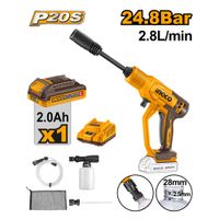 Hidrolavadora Inalámbrica Ingco 20V P20S Batería 2.0AH con Kit de Accesorios CPWLI20362