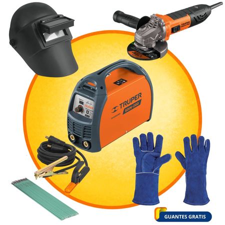 MEGACOMBO MAQUINA SOLDADOR 200A  AMOLADORA ERGOPRO 850W CARETA, GUANTE