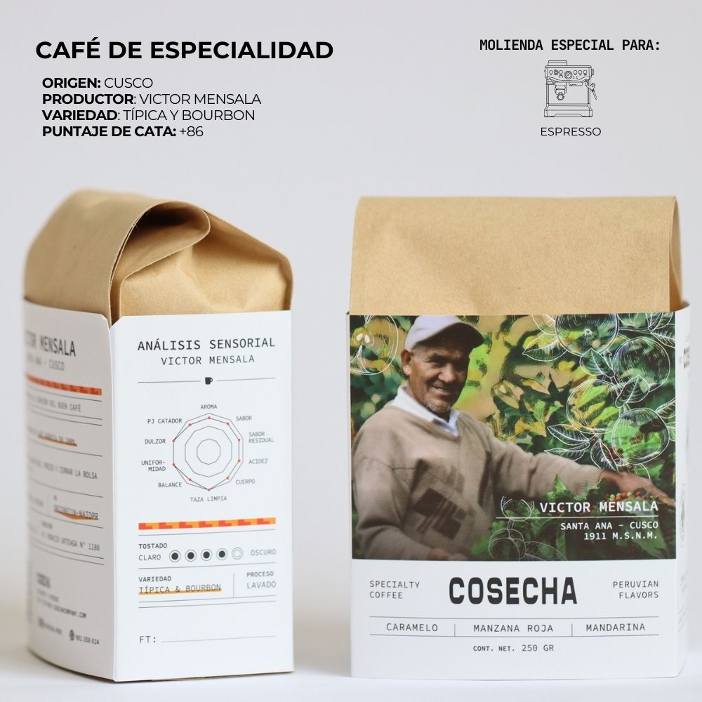 Cafe Especialidad molido para espresso Cosecha Cusco Victor Mesala