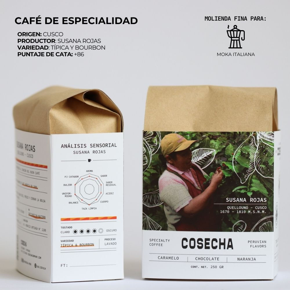 Cafe Especialidad molido fino Cosecha Cusco Susana Rojas