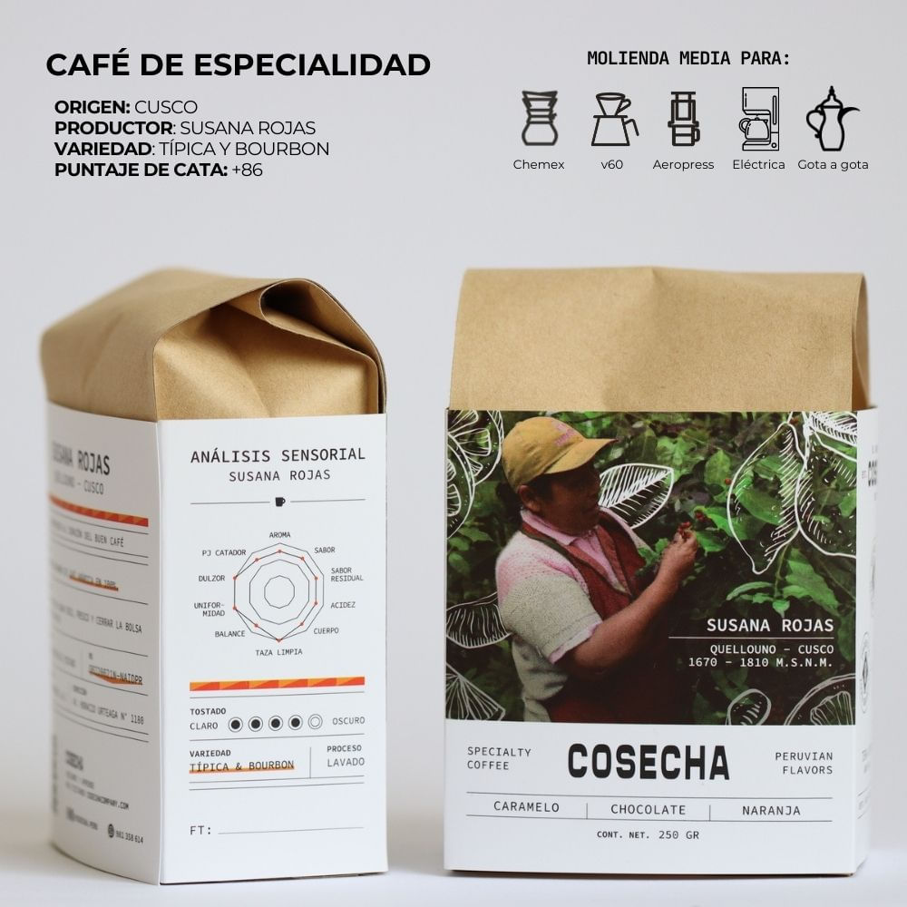 Café Especialidad molido medio Cosecha  Cusco  Susana Rojas