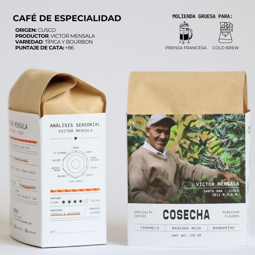 Cafe Especialidad molido Grueso Cosecha  Cusco  Victor Mesala