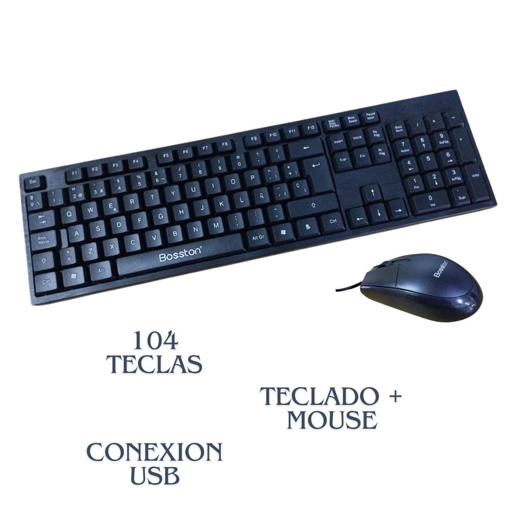 Combo Teclado + Mouse Bosston D5200 Alámbrico USB Negro