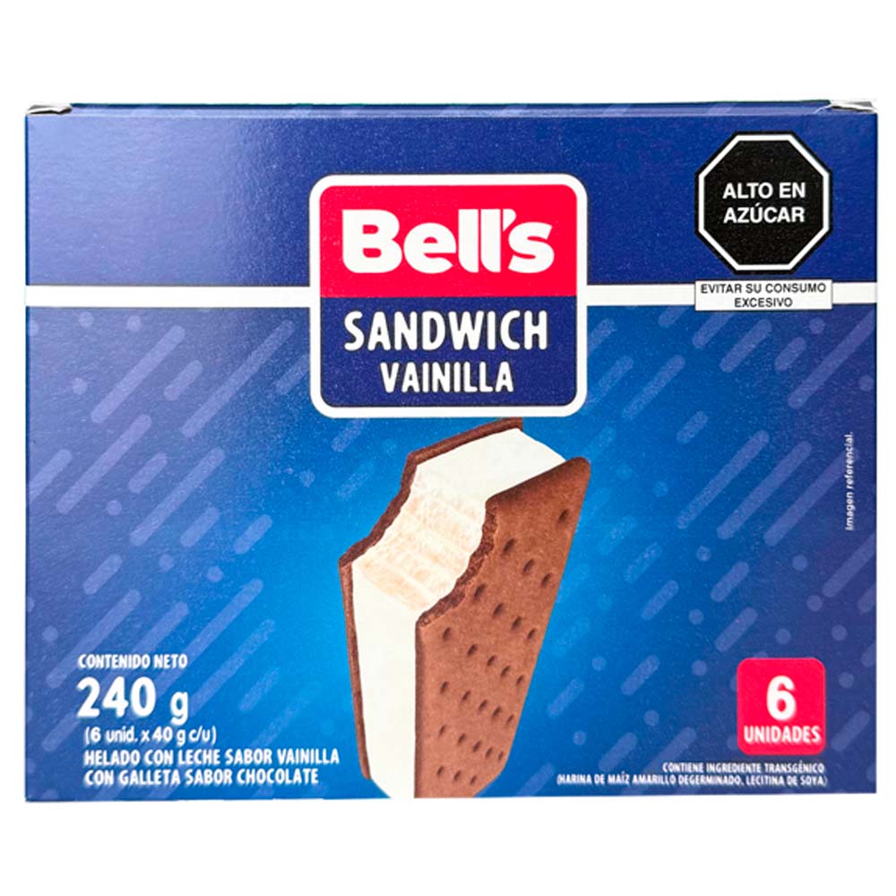 Helados de Sandwich BELL'S Sabor a Vainilla Paquete 6un