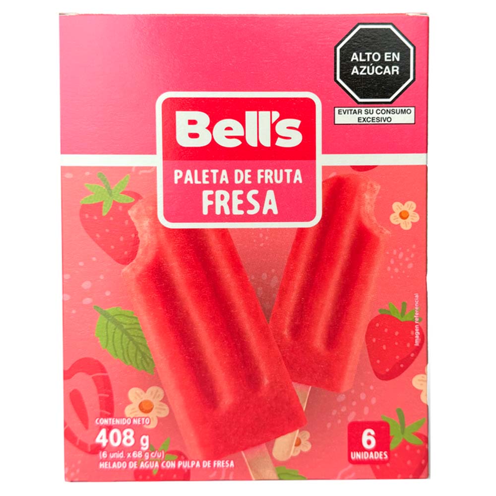 Helado Paleta de Fruta Fresa BELL'S Paquete 6un