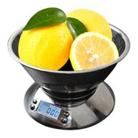 Balanza Digital Gramera 5kg Acero Inoxidable con Termómetro y Temporizador para Cocina