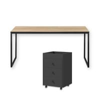 Combo Nox Escritorio Duna + Cajonera Negra Coricha Home