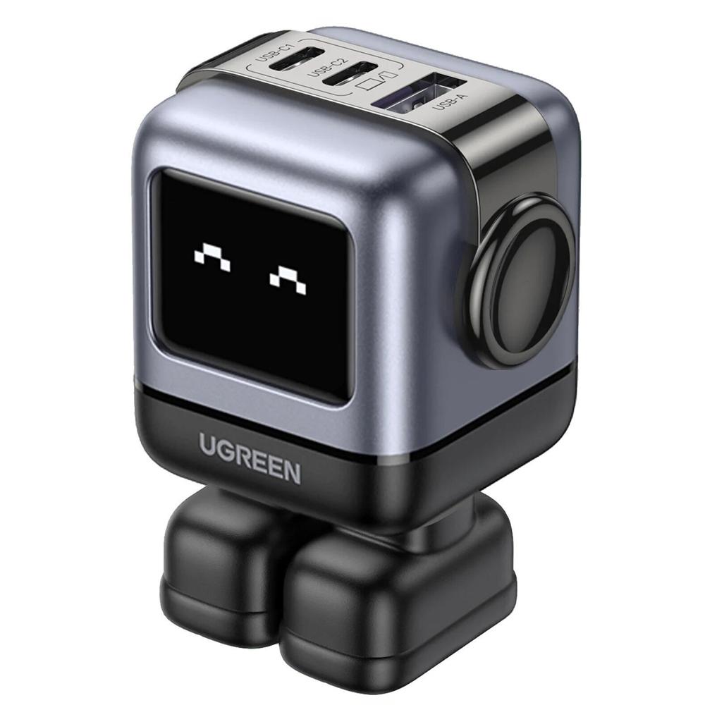 Cargador Rápido UGREEN 65W de 3 Puertos PD GaN Fast Charger Space Gray CD361