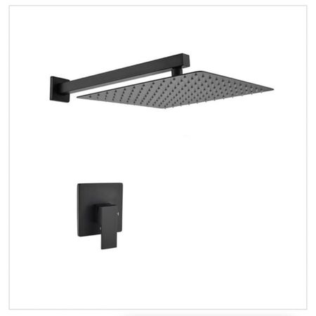 Combo Set Mezcladora y Ducha 8 pulgadas Acero Inoxidable Negro Mate