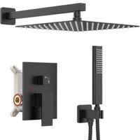 Combo Set Mezcladora Ducha Completa HORSE Acero Inoxidable Negro Mate