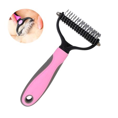 Peine Deslanador Desmotador para Perro - Rosa PC-DD02