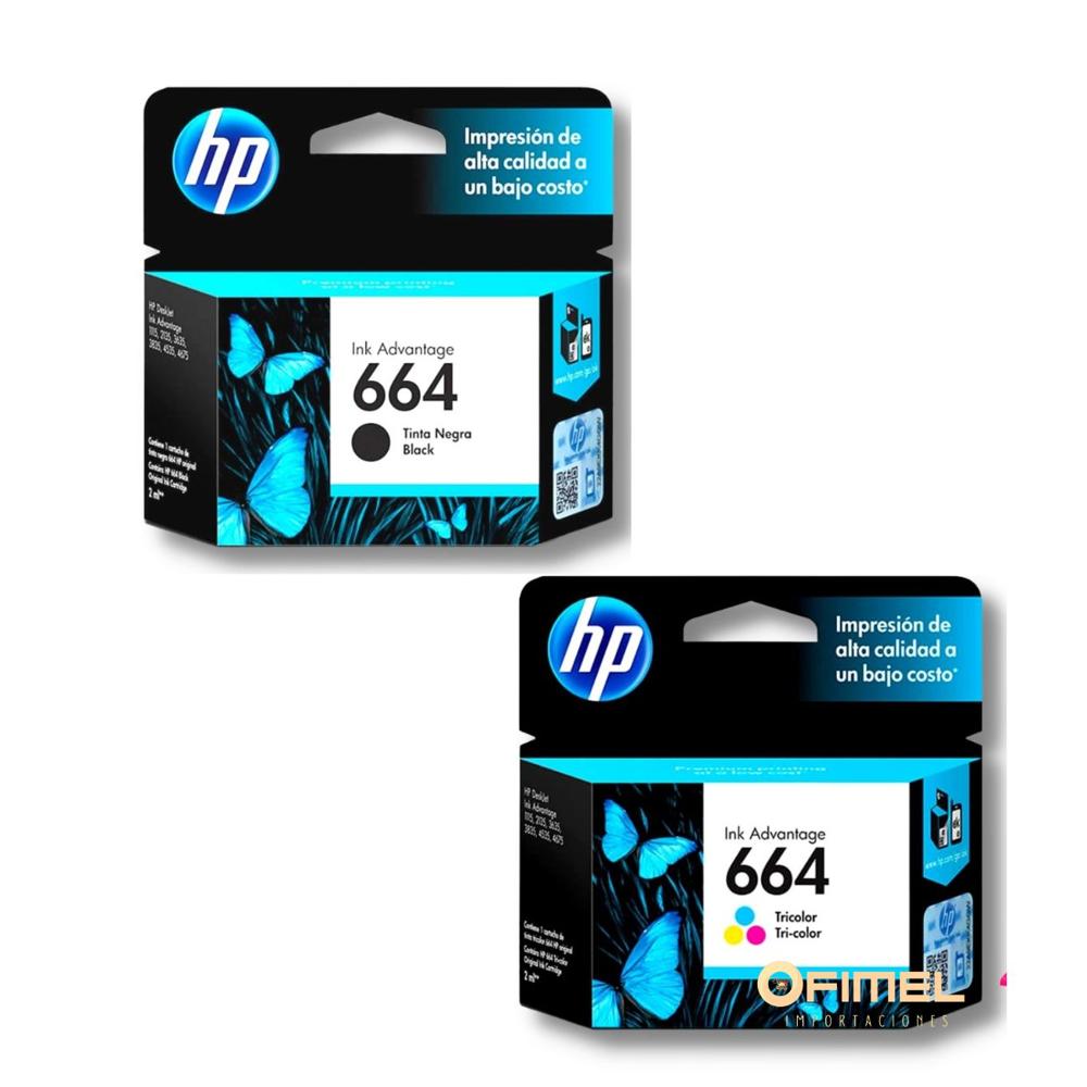Kit Tinta HP 664 Negro Tricolor Original
