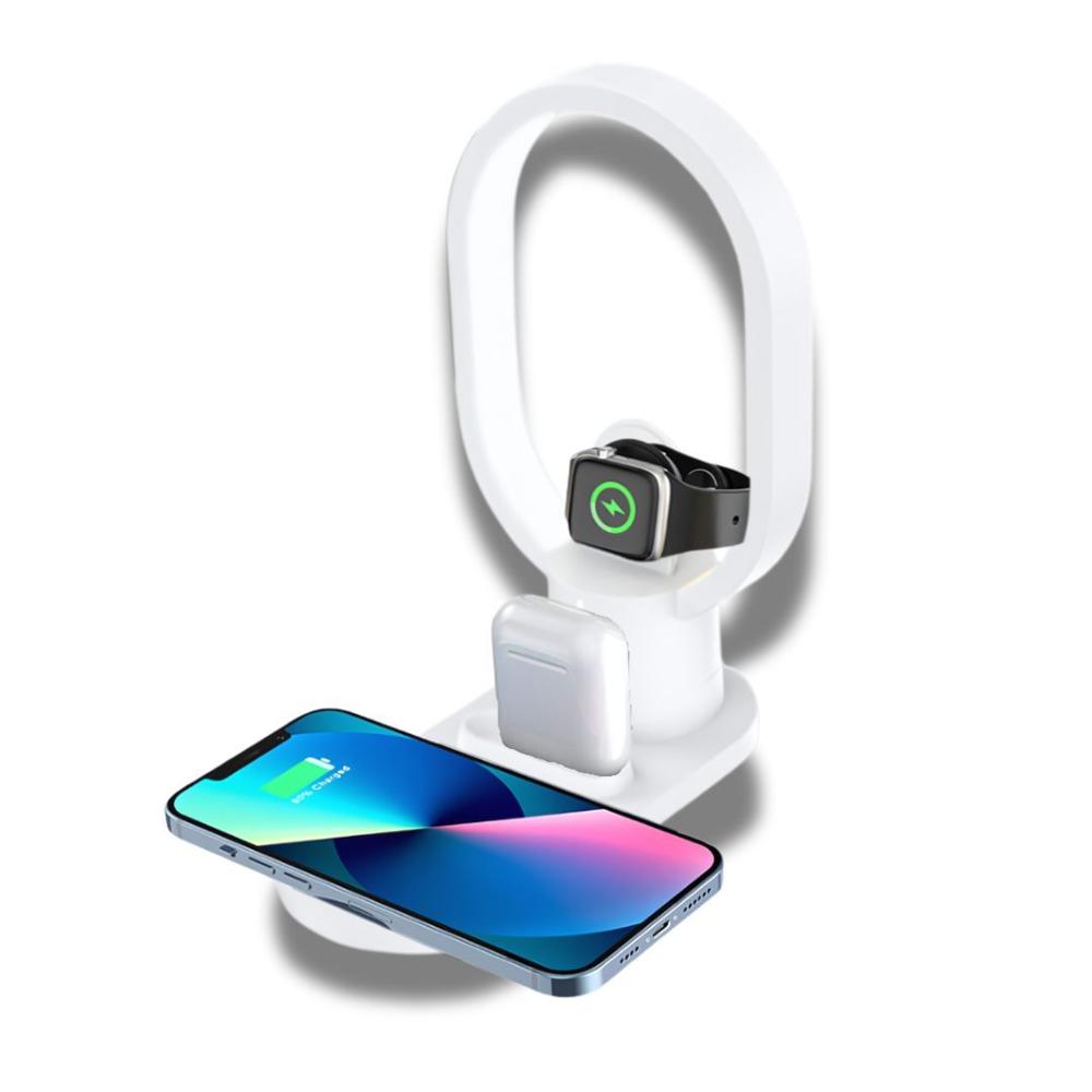 Cargador Inalámbrico de Carga Rápida 4 en 1 Blanco