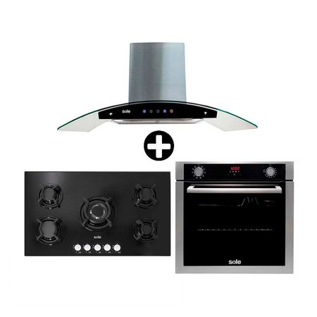 COMBO Sole: Cocina empotrable SOLCO033 + Campana Venus Classic + Horno convector eléctrico SOLHO012