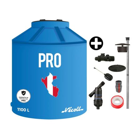 Tanque de agua Pro 1100 litros Azul + Kit de accesorios