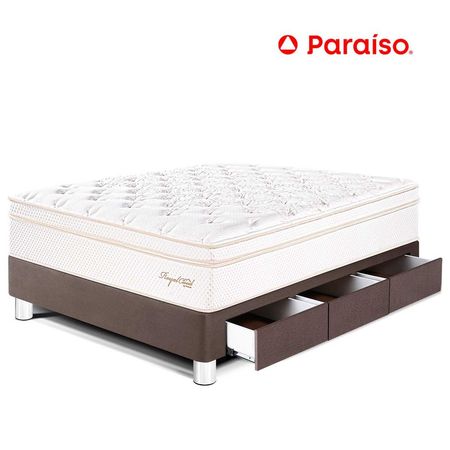 Cama Royal Cloud Cajones 1.5 Plazas Chocolate