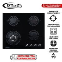 Cocina Empotrable Nina 60 4 hornillas Negro