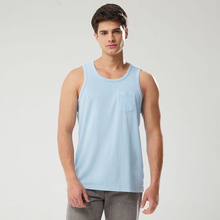 Polo Hombre Tank Solid Washed Amc  CELESTE L