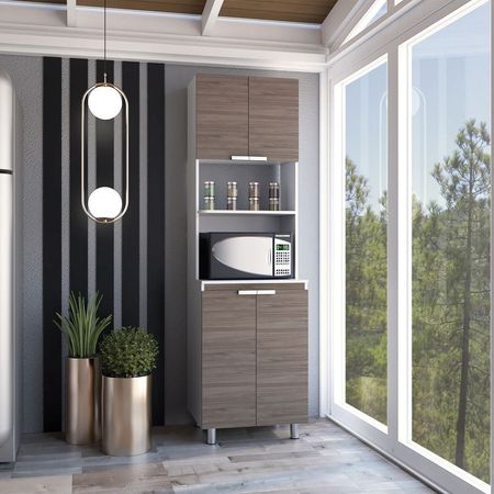 Mueble Para Microondas Fendi Blanco / Castaño