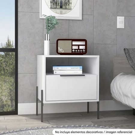 Velador White Collection 1 Cajón Blanco