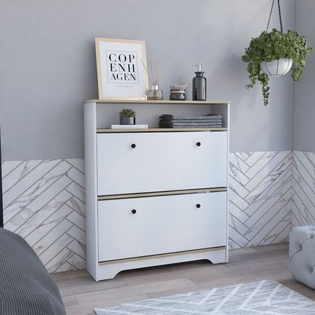 Comoda Zapatero Bi-Color 2 Puertas-Blanco / Duna