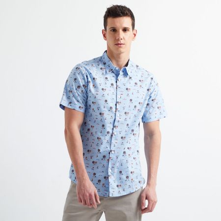Camisa Hypnotic Manga Corta Miniprint Hombre  CELESTE M