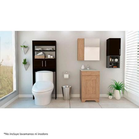 Combo My Bath Botiquin + Mueble Lavamanos + Mueble para Muro + Optimizador - Miel / Wengue