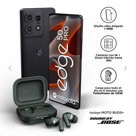 Celular Motorola EDGE 50 PRO 12GB+512GB 5G Negro + Motobuds+