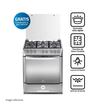 Cocina Indurama Galicia Zafiro Croma 6 Quemadores