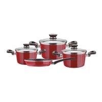Juego de Ollas Acero Vitrificado 5 Piezas Rojo