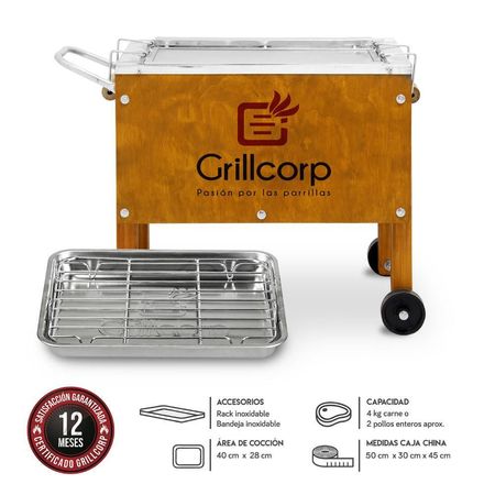 Caja China Chica Premium con Bandeja y Rack Inoxidable 50x30x45 cm