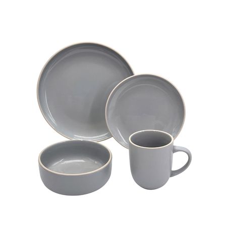 Juego de  Vajilla Matte Gris Cerámica 16 Piezas