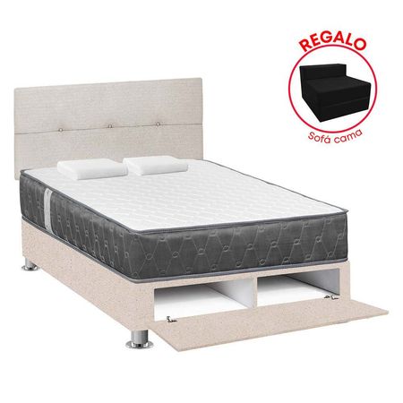 Dormitorio Sabanera Acqua 2 Plazas + Sofá Cama Beige