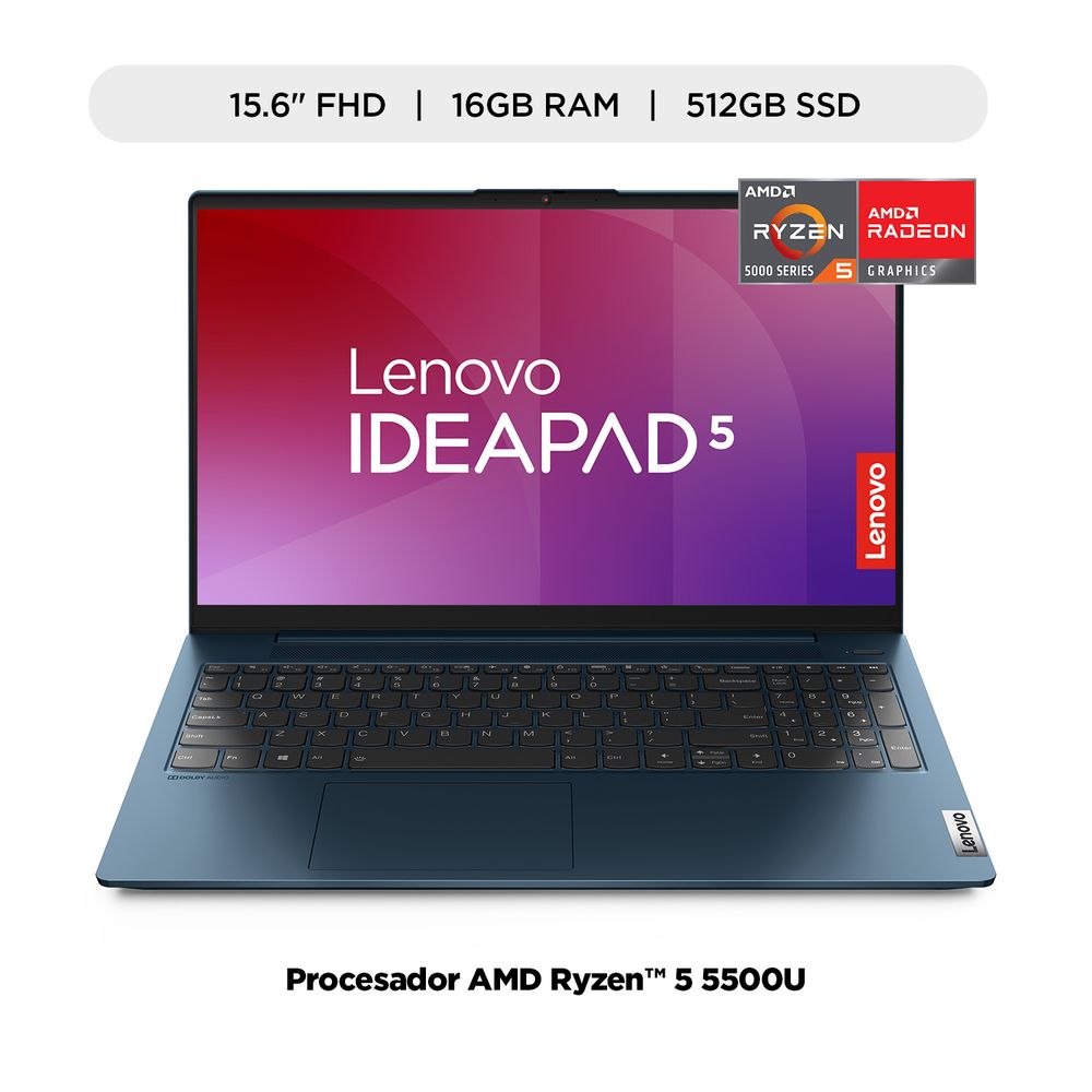 Laptop Lenovo IdeaPad 5 AMD Ryzen 5 16GB RAM 512GB SSD 15.6""